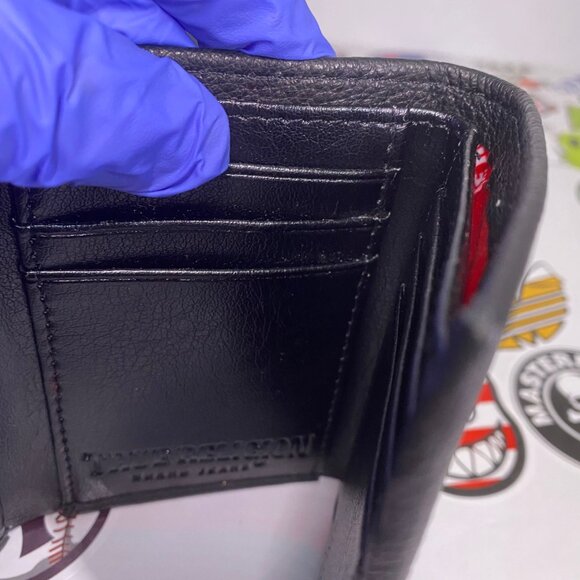 True Religion Men's Black Genuine Leather Trifold Wallet RFID Metal Logo NWT - Picture 8 of 16